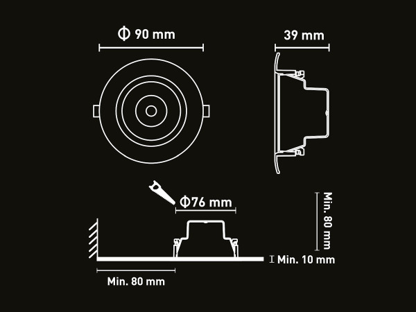 20x 4.9W SMD LED Inbouwspot 3000K zwart met lens – foto 6 – kavel bij XL Auctions