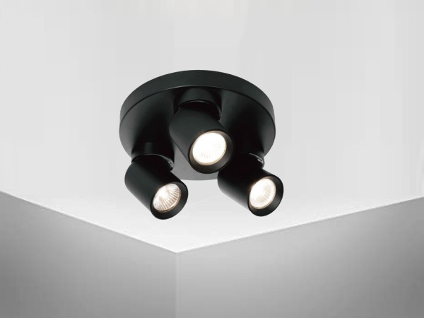 4x Rond GU10 Opbouwspot Armatuur triple cilinder zand zwart – foto 6 – kavel bij XL Auctions
