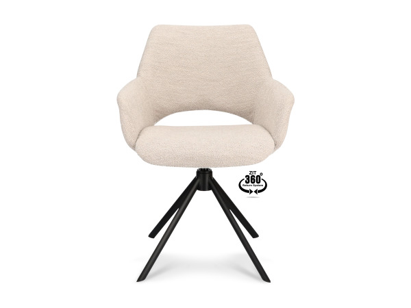 Armstoel Alex (set van 4) - Draaibaar - Boucle - Naturel – foto 4 – kavel bij XL Auctions