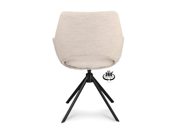 Armstoel Alex (set van 8) - Draaibaar - Boucle - Naturel – foto 4 – kavel bij XL Auctions