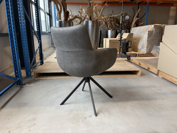 Eetkamerstoel Nola (set van 6)-draaibaar-microleder-grijs – foto 2 – kavel bij XL Auctions