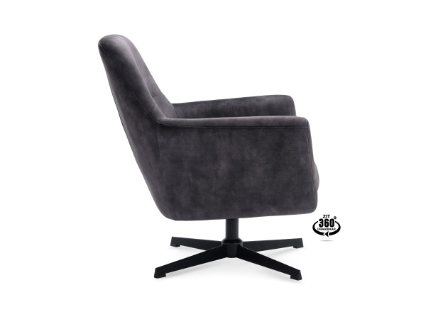 Fauteuils Emma (set van 2) - Draaibaar - Velours-Anthracite – foto 5 – kavel bij XL Auctions