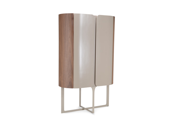 Wandkast Walnoot - 160cm - Notenhout bruin - Creme – foto 2 – kavel bij XL Auctions