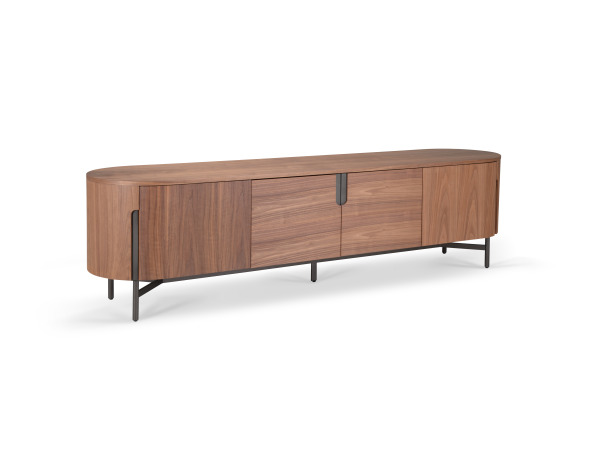 Tv dressoir Walnoot - 220cm - Notenhout bruin - bronze – foto 2 – kavel bij XL Auctions