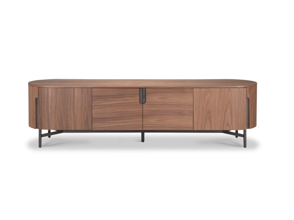Tv dressoir Walnoot - 220cm - Notenhout bruin - bronze – foto 3 – kavel bij XL Auctions