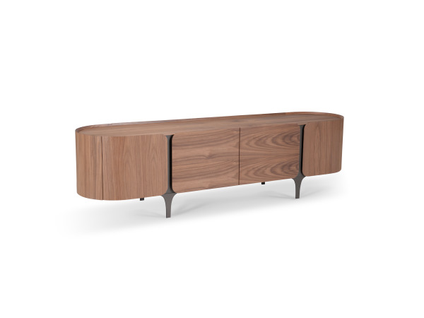Tv dressoir Walnoot - 200cm - Notenhout bruin - bronze – foto 2 – kavel bij XL Auctions