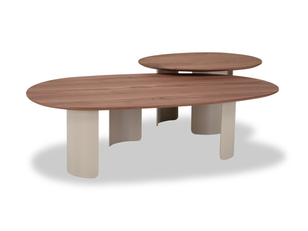 Salontafels set Organisch – Walnoot - Notenhout - creme – foto 4 – kavel bij XL Auctions