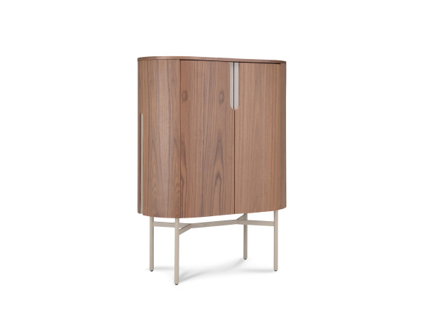 Wandkast Walnoot - 130cm - Notenhout bruin - Creme – foto 2 – kavel bij XL Auctions