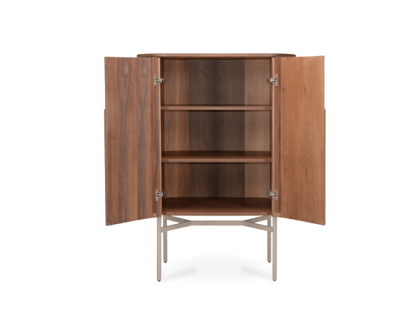Wandkast Walnoot - 130cm - Notenhout bruin - Creme – foto 4 – kavel bij XL Auctions
