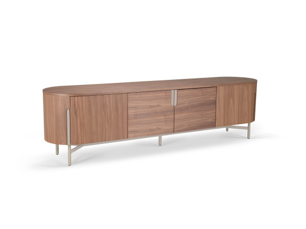 Tv dressoir Walnoot - 220cm - Notenhout bruin - creme – foto 2 – kavel bij XL Auctions