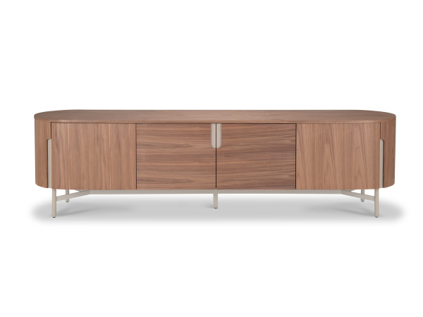 Tv dressoir Walnoot - 220cm - Notenhout bruin - creme – foto 3 – kavel bij XL Auctions