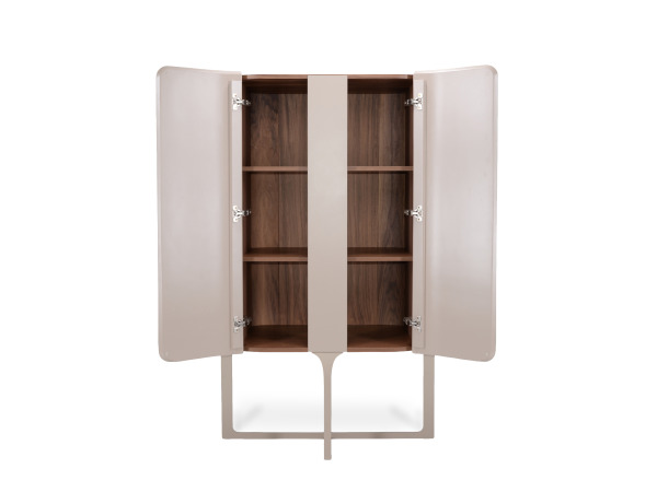 Wandkast Walnoot - 160cm - Notenhout bruin - Creme – foto 4 – kavel bij XL Auctions