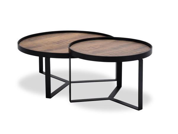 Salontafel Hanna natural – Hout - Poot metaal zwart - set – foto 2 – kavel bij XL Auctions