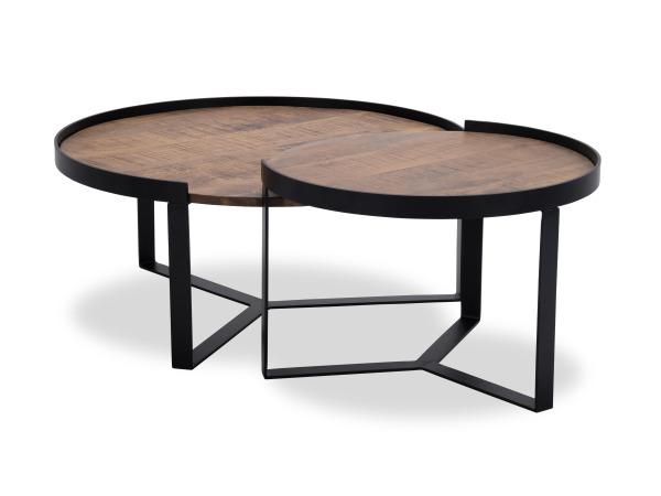 Salontafel Hanna natural – Hout - Poot metaal zwart - set – foto 2 – kavel bij XL Auctions