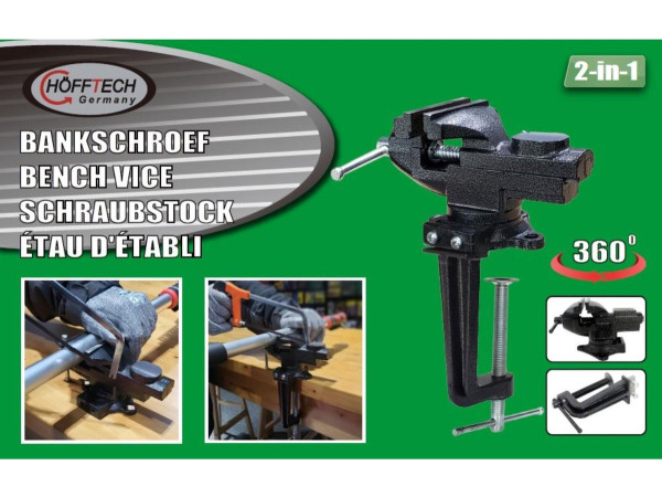Hofftech Bankschroef - 2-in 1- 80 mm - 360 graden draaibaar – foto 2 – kavel bij XL Auctions
