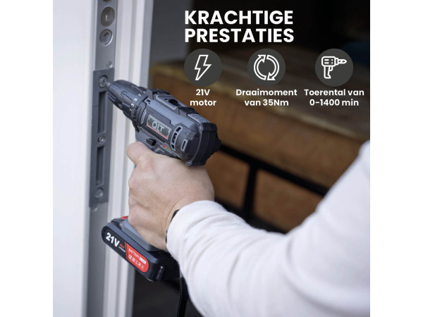 QLT Boormachine 21V 1500mA + 6 boren – foto 3 – kavel bij XL Auctions