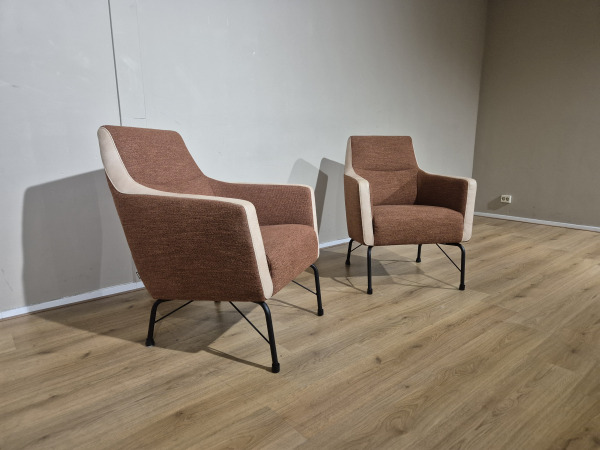 2x Montel Bliss - Fauteuils - Showroommodellen - Bruin - Creme – foto 4 – kavel bij XL Auctions