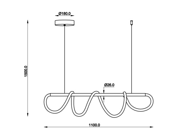 Hanglamp Zand Zwart 110cm 40W LED CCT 3 Kleur + Dimmen – foto 2 – kavel bij XL Auctions