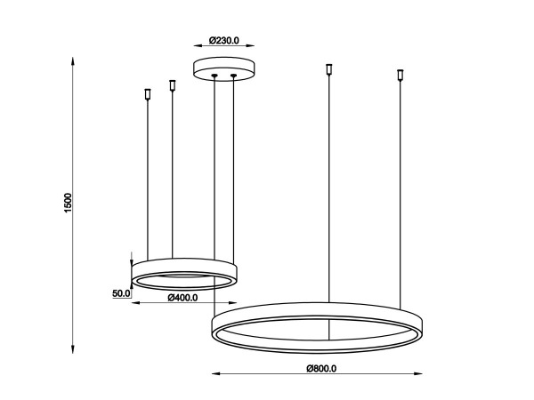 Hanglamp Zand Zwart 80cm&40cm Duo Ring 60W LED CCT 3 Kleur – foto 5 – kavel bij XL Auctions