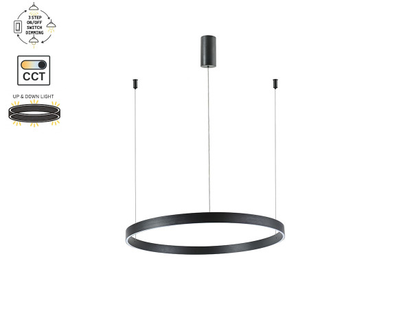 Hanglamp Zand Zwart 80cm 50W LED CCT 3 Kleur & 3 Stappen – foto 3 – kavel bij XL Auctions