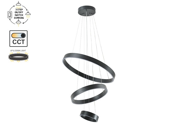 Hanglamp Zwart Trio Ring 60W LED CCT 3 Kleur – foto 2 – kavel bij XL Auctions