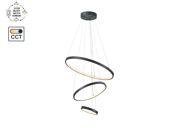 Hanglamp Zand Zwart Trio Ring 50W LED CCT 3 Kleur & Dimmen – foto 3 – kavel bij XL Auctions