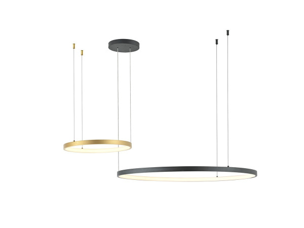 Hanglamp Zand Zwart en Goud 80cm&40cm Duo Ring 50W LED CCT 3 – foto 8 – kavel bij XL Auctions