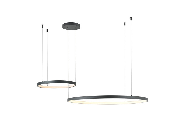 Hanglamp Zand Zwart 80cm&40cm Duo Ring 50W LED CCT 3 Kleur – foto 4 – kavel bij XL Auctions