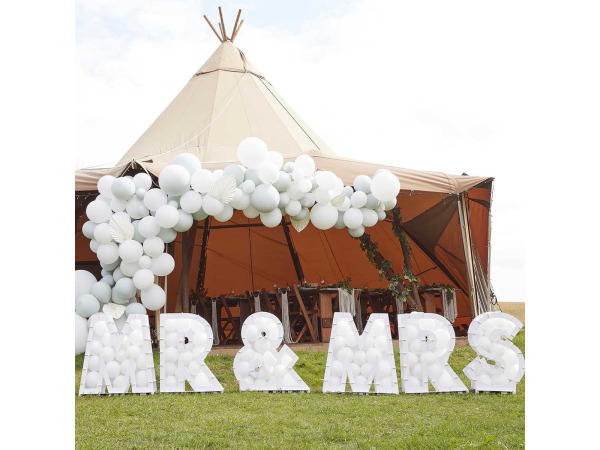 Ginger Ray - Ballonstandaard Mr & Mrs - Wit - Per Set – foto 2 – kavel bij XL Auctions