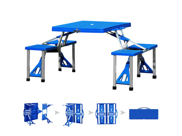 Opvouwbare campingtafel met 4 zitplaatsen - blauw – foto 2 – kavel bij XL Auctions