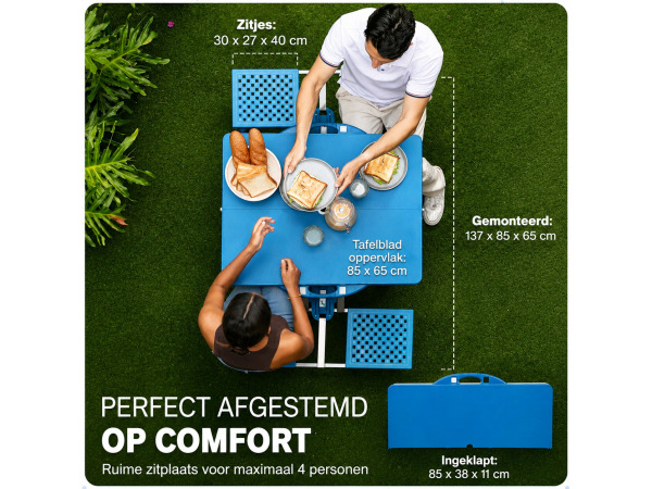 Opvouwbare campingtafel met 4 zitplaatsen - blauw – foto 5 – kavel bij XL Auctions
