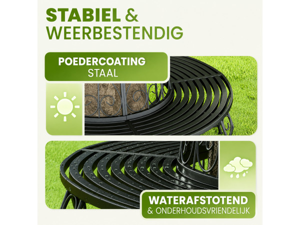 Metalen boombank Bree Ø 160 cm - zwart – foto 2 – kavel bij XL Auctions