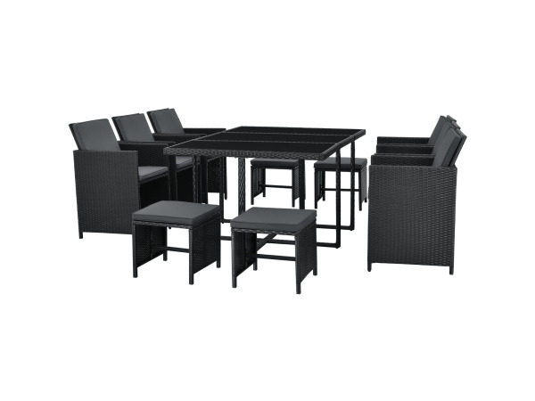 Polyrotan eetset - Baracoa XL - 11-delig - Zwart – foto 4 – kavel bij XL Auctions