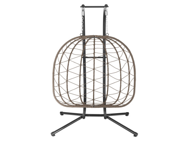 Juskys Polyrotan Dubbele Hangstoel Aria - Beige – foto 4 – kavel bij XL Auctions