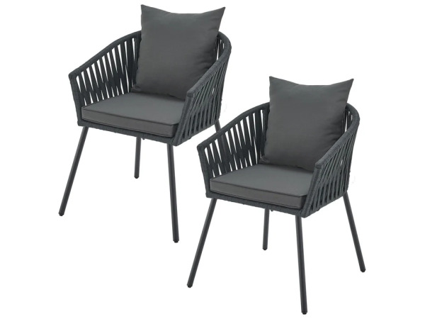 2 tuinstoelen met touwgaas - donkergrijs – foto 2 – kavel bij XL Auctions