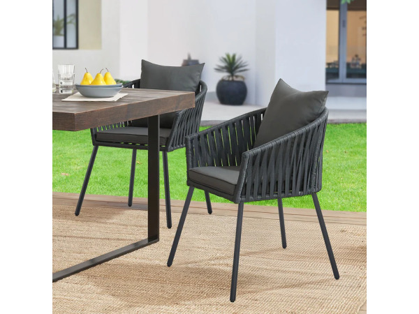 2 tuinstoelen met touwgaas - donkergrijs – foto 3 – kavel bij XL Auctions