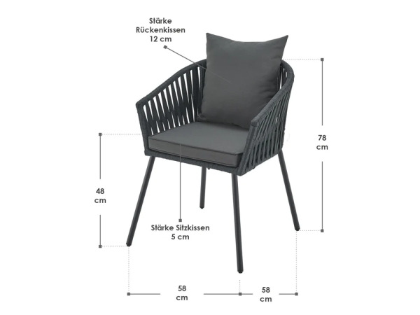 2 tuinstoelen met touwgaas - donkergrijs – foto 4 – kavel bij XL Auctions