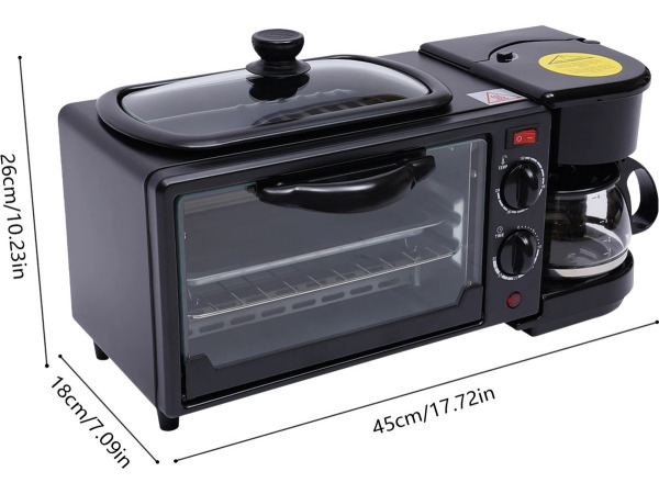 3 in 1 Multifunctionele Ontbijtmachine - Oven - Broodrooster – foto 3 – kavel bij XL Auctions