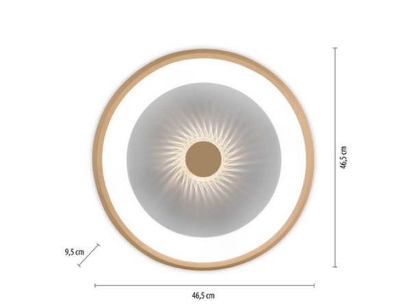 Just Light Ronde plafondlamp Vertigo messing 46,5cm1