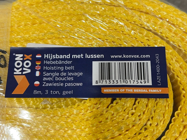 2x Konvox Hijsband Geel 3 Ton - 8m – foto 6 – kavel bij XL Auctions