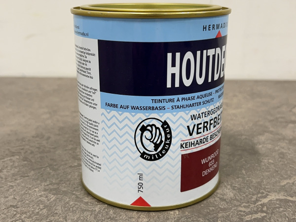 3x Hermadix verfbeits wijnrood 750ml Houtdecor – foto 3 – kavel bij XL Auctions