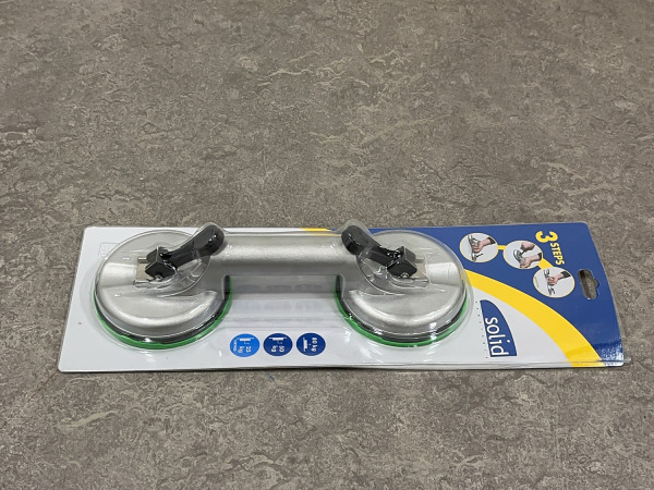 2x Solid glasdrager / zuigheffer met 2 naps – foto 2 – kavel bij XL Auctions