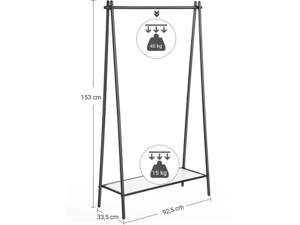 Kledingrek ijzer zwart 92,5 x 33,5 x 153 cm – foto 4 – kavel bij XL Auctions