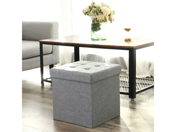 iBella Living poef met opslag grijs – foto 3 – kavel bij XL Auctions