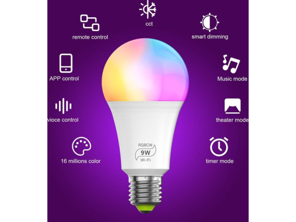 Set van 2 iBello Smart WiFi LED Lamp - E27 - 9W – foto 3 – kavel bij XL Auctions