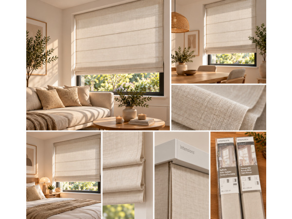2x INTE Roman Blind DL Plain Luxury Cream 80x220cm
