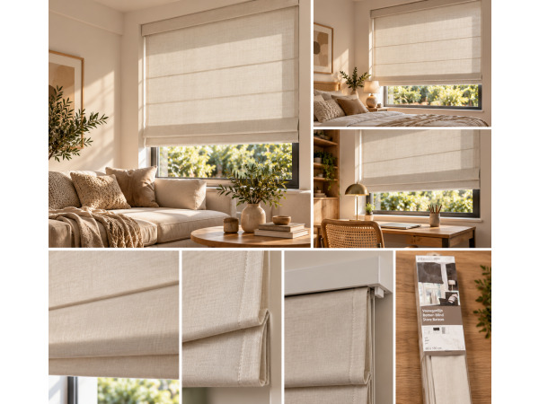 INT Roman Blind BO Plain Cream 60x180cm – foto 2 – kavel bij XL Auctions
