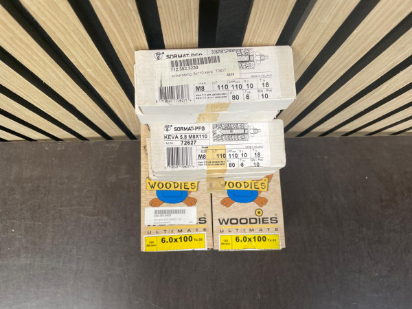 Woodies 6x100 & Sormat KEVA M8x110 – Partij – foto 2 – kavel bij XL Auctions
