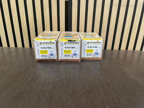 Woodies Schroeven 6x100 & 8x140 – 250 stuks