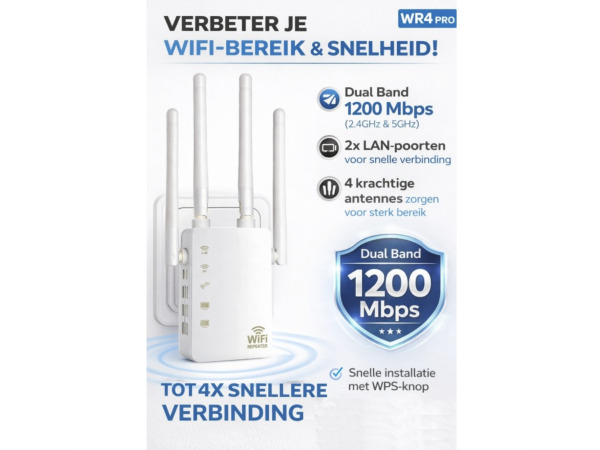 Dual band wifi repeater- 1200 Mbps – Draadloos- 2.40 & 5.0GHz – foto 2 – kavel bij XL Auctions